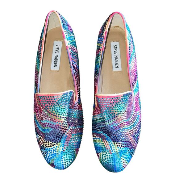 Steve Madden Shoes - Steve Madden Multicolor Rhinestone Slip-On Flats Rainbow